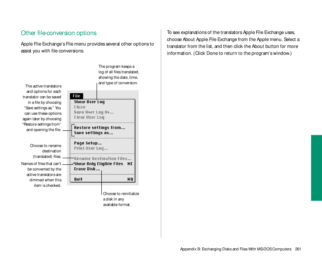 Apple 145 manual Other file-conversion options 