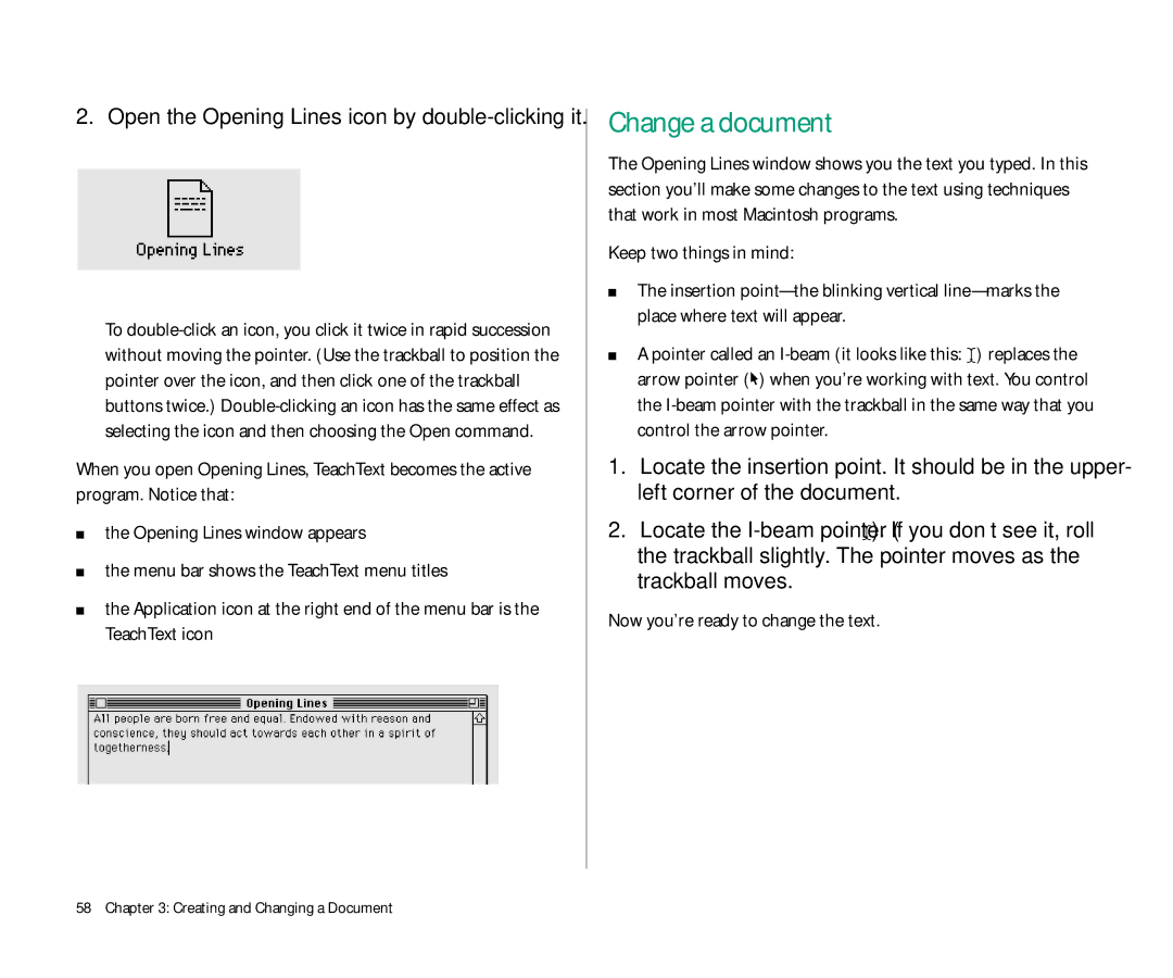 Apple 145 manual Change a document, Now you’re ready to change the text 