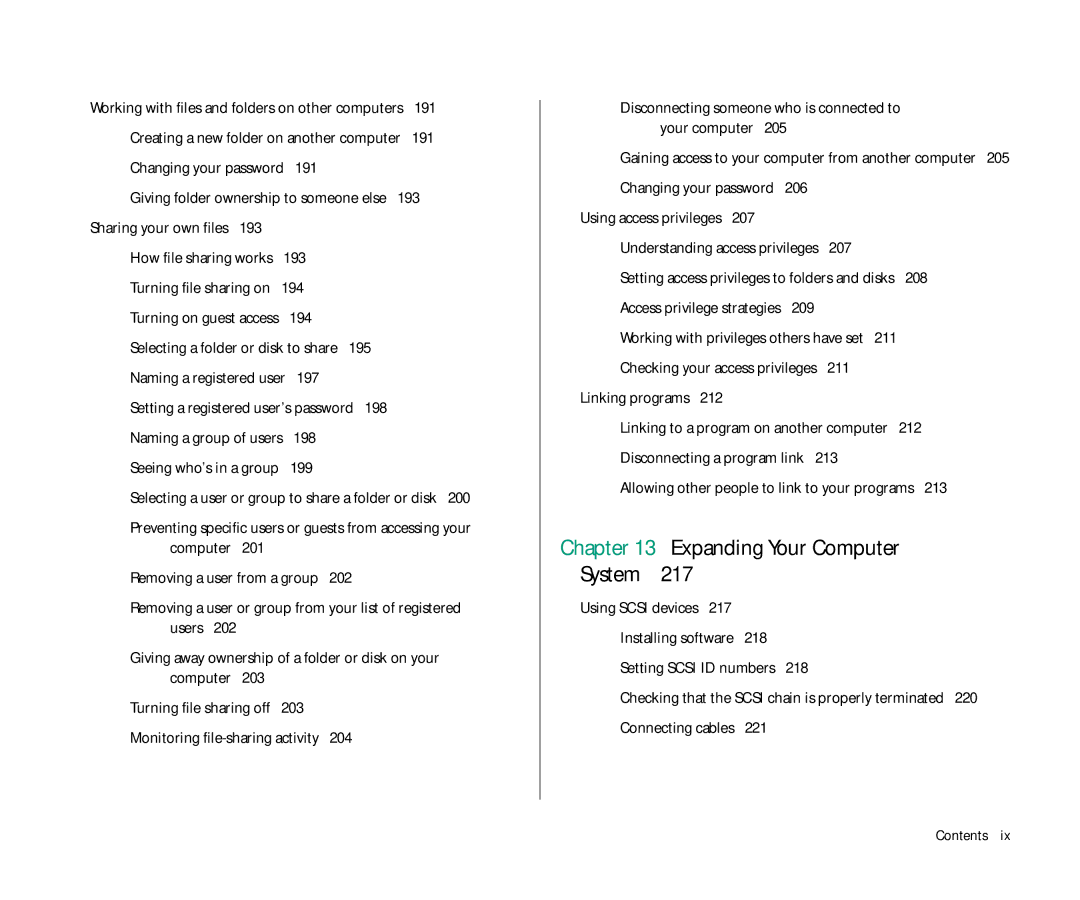 Apple 145 manual 191, 197, Users, Monitoring file-sharing activity, Using access privileges, 208, Linking programs 