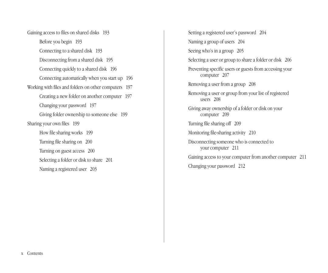 Apple 145B manual Connecting to a shared disk, 196, Changing your password 