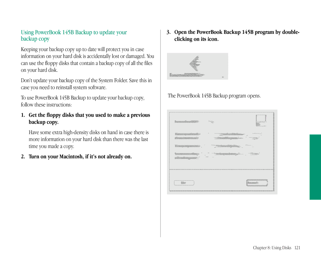 Apple manual Hh h, Using PowerBook 145B Backup to update your backup copy 