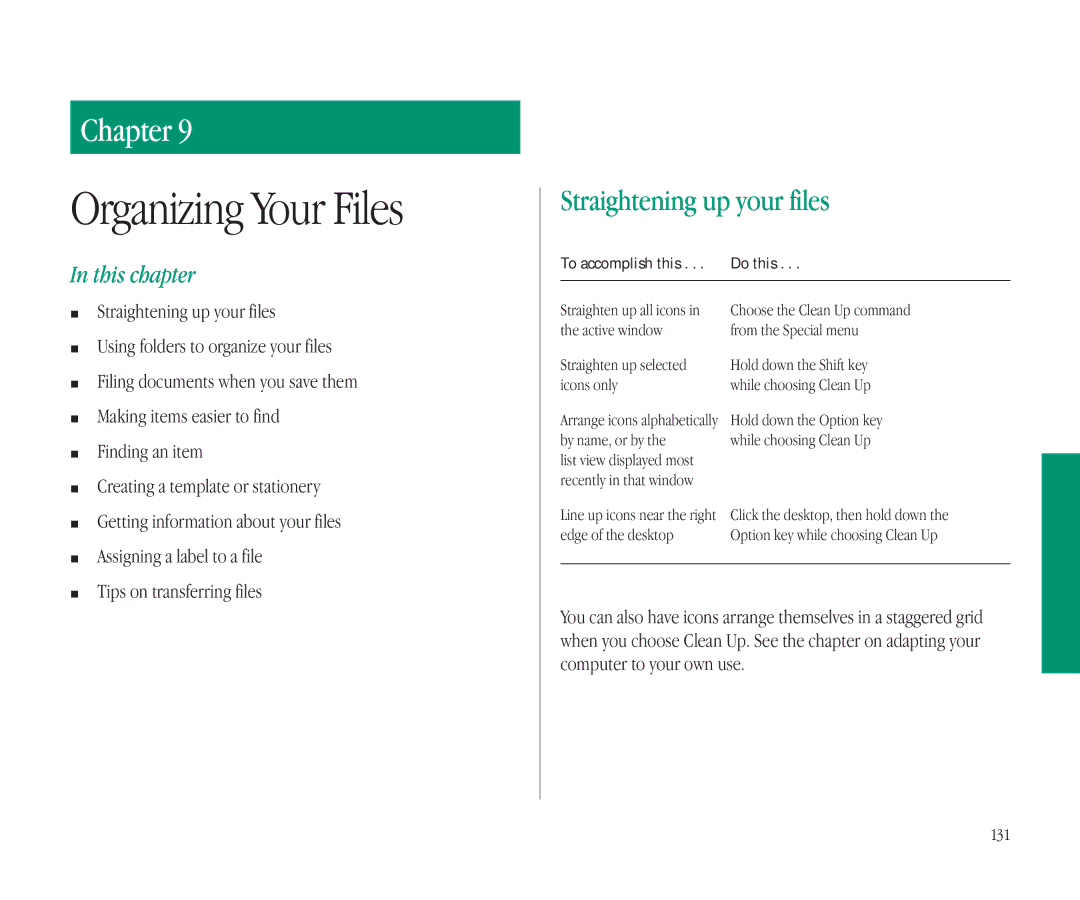 Apple 145B manual Straightening up your files 