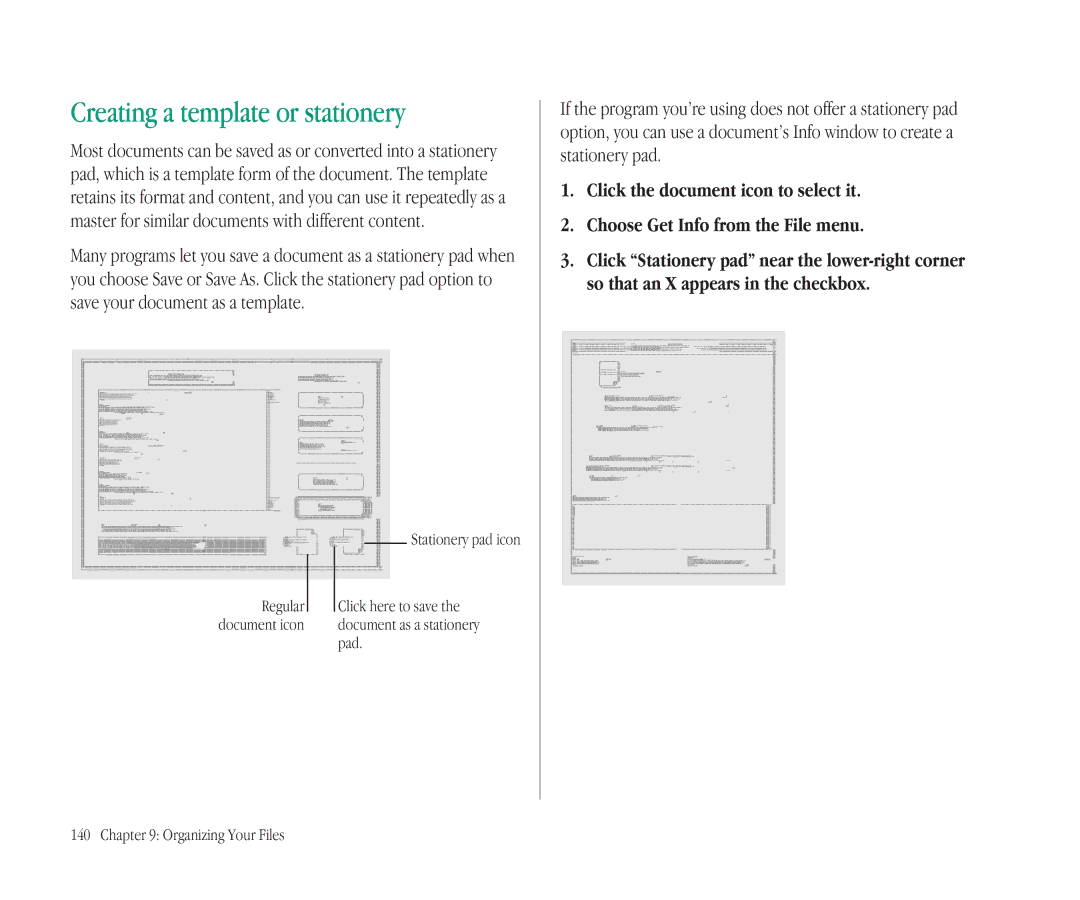 Apple 145B manual Hhhh, Creating a template or stationery 