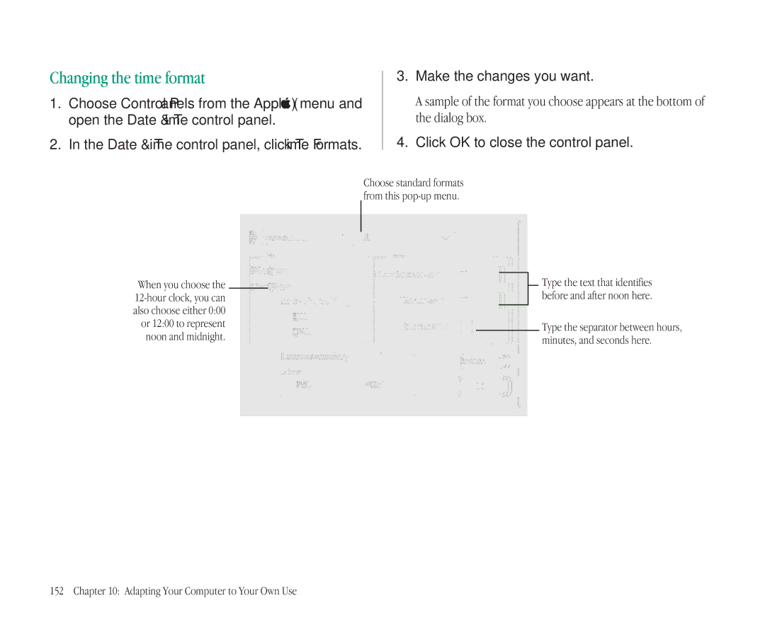 Apple 145B manual Changing the time format, Make the changes you want 