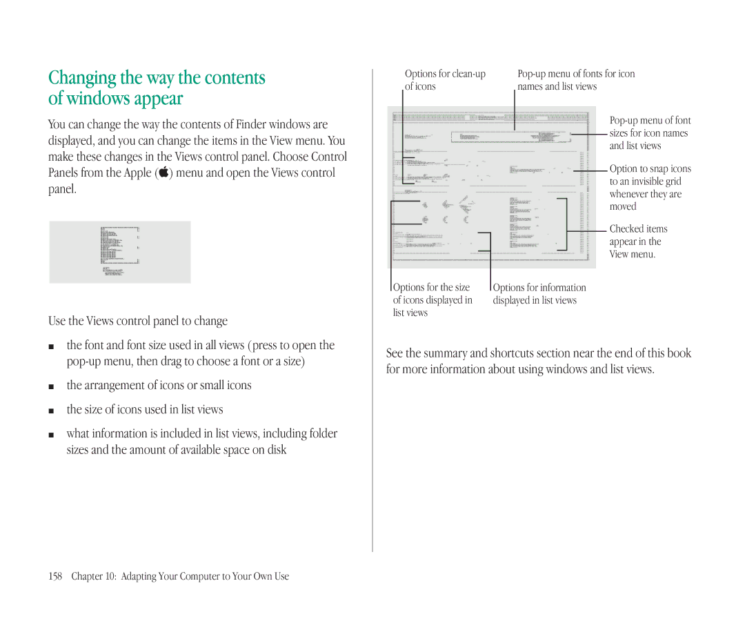 Apple 145B manual Changing the way the contents of windows appear 