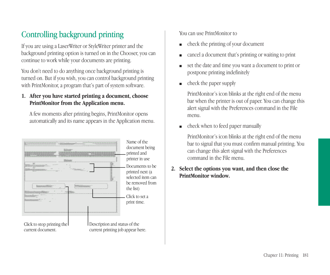 Apple 145B manual Controlling background printing 