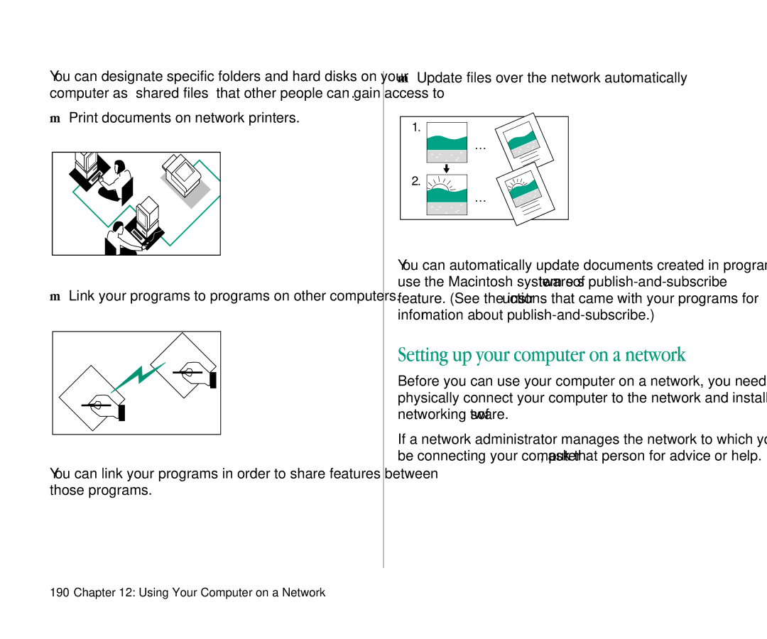 Apple 145B manual Setting up your computer on a network, Using Your Computer on a Network 