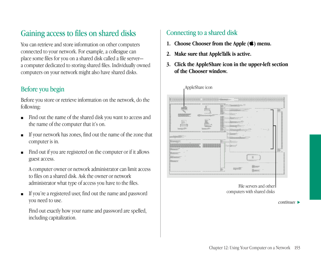 Apple 145B manual Connecting to a shared disk, AppleShare icon 