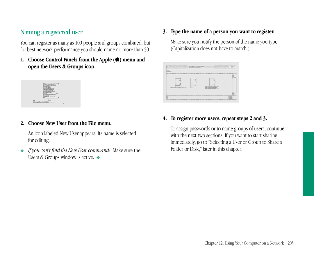 Apple 145B manual Naming a registered user, Type the name of a person you want to register 