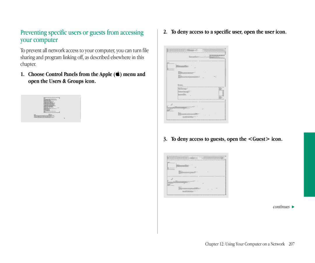 Apple 145B manual To deny access to guests, open the Guest icon 