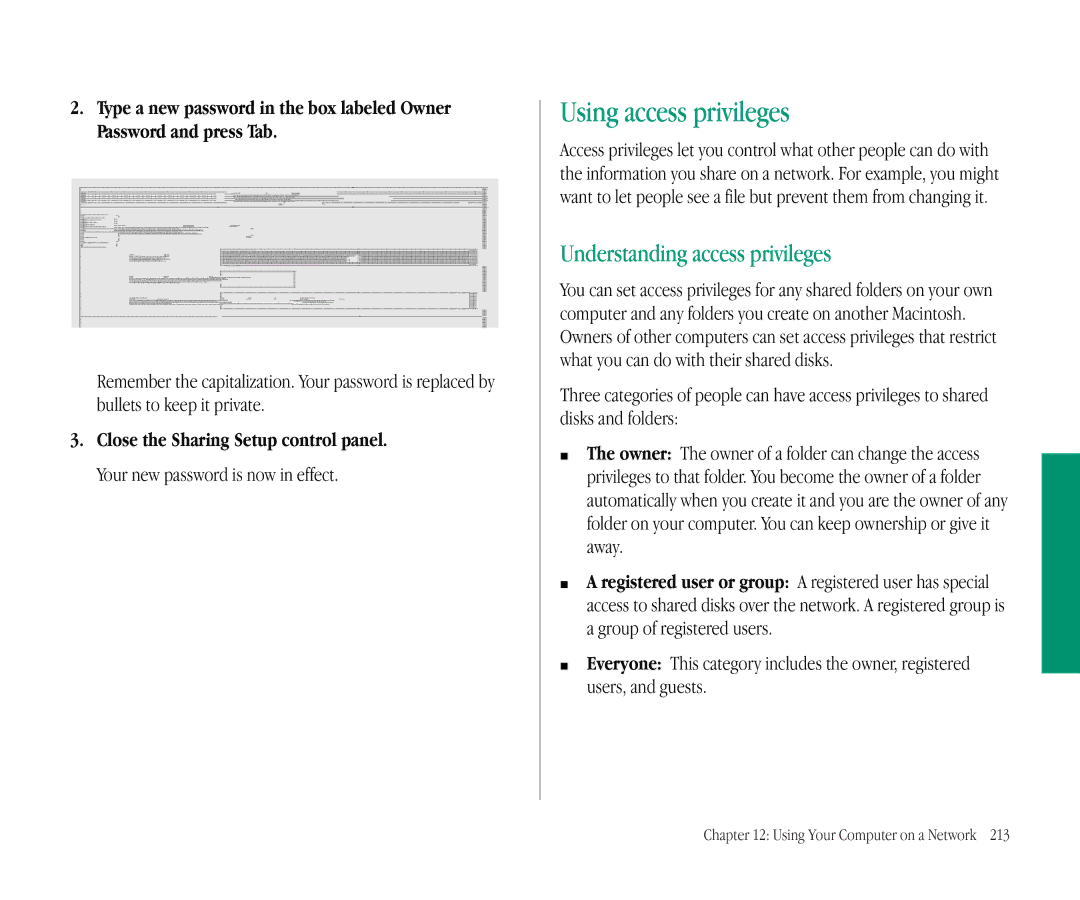 Apple 145B manual Using access privileges, Understanding access privileges 