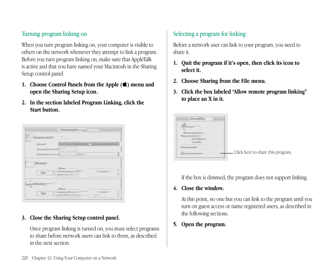 Apple 145B manual Turning program linking on, Selecting a program for linking, Open the program 