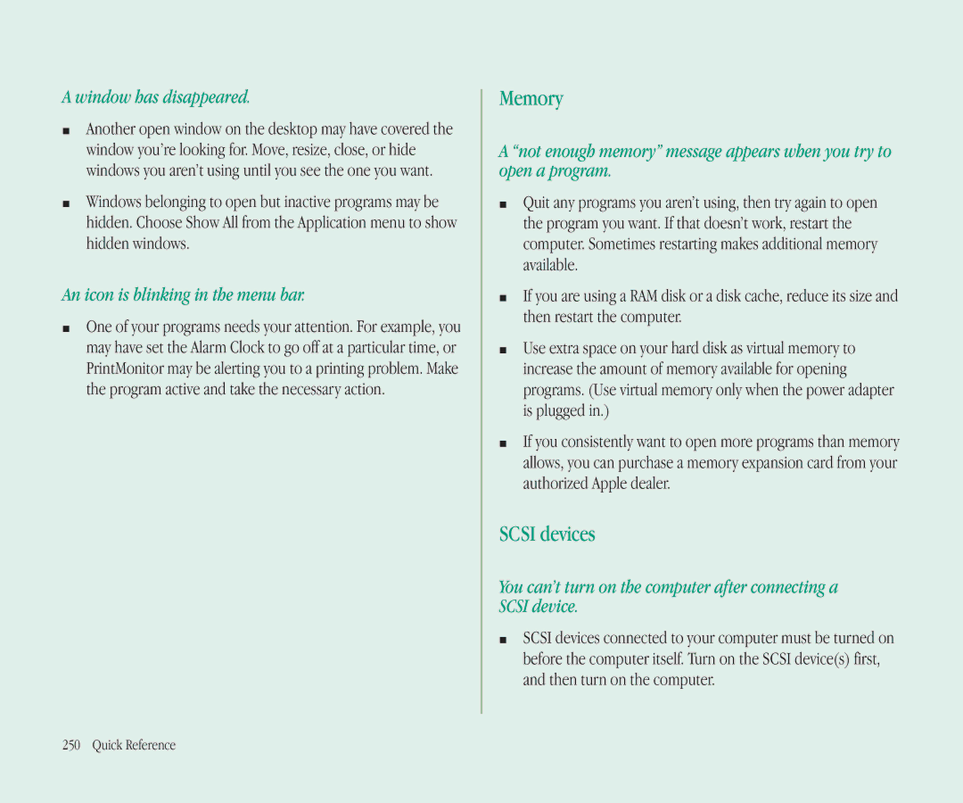 Apple 145B manual Memory, Scsi devices 