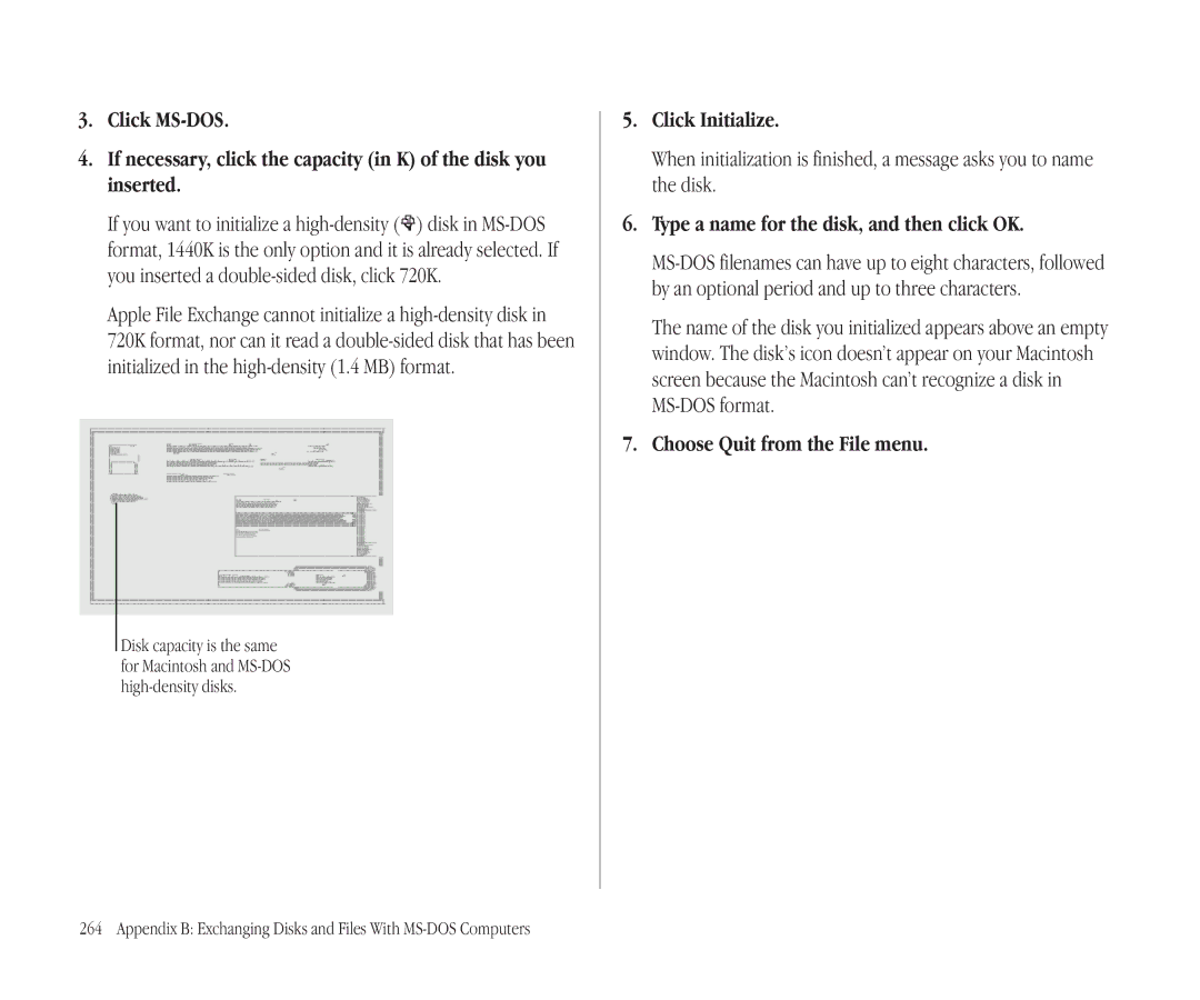 Apple 145B manual Type a name for the disk, and then click OK, Choose Quit from the File menu 