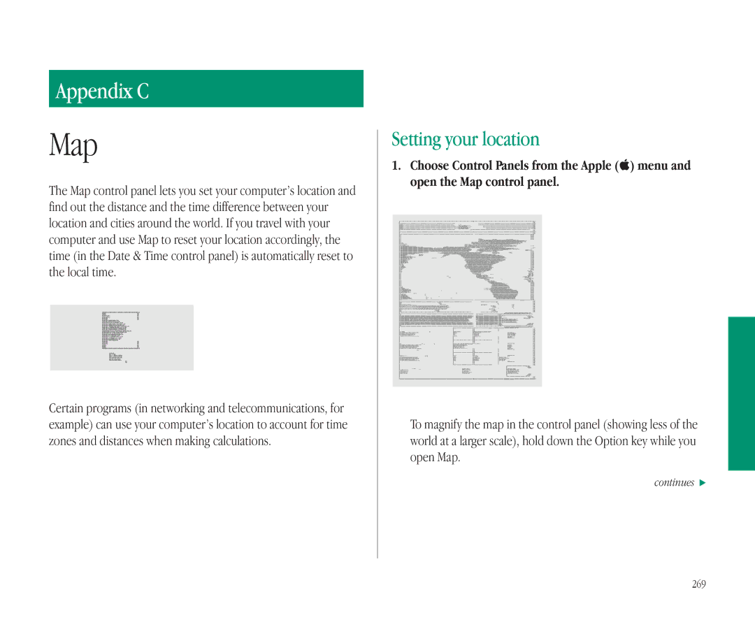 Apple 145B manual Setting your location, 269 