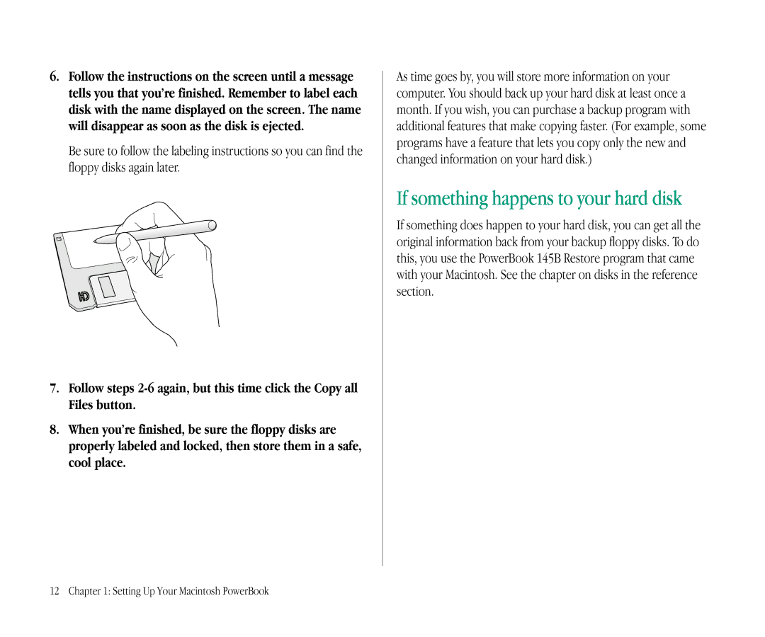 Apple 145B manual If something happens to your hard disk 