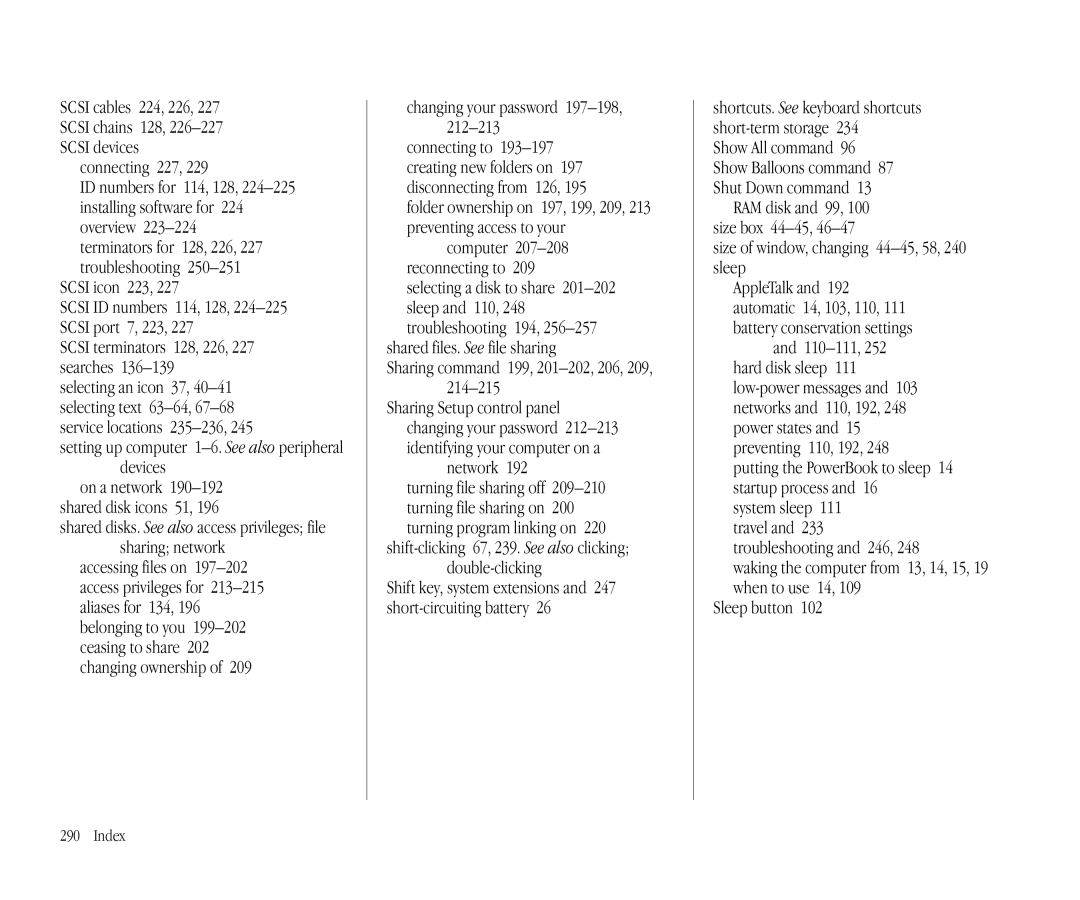 Apple 145B manual Connecting 227, Scsi icon 223, Setting up computer 1-6. See also peripheral devices, Network 