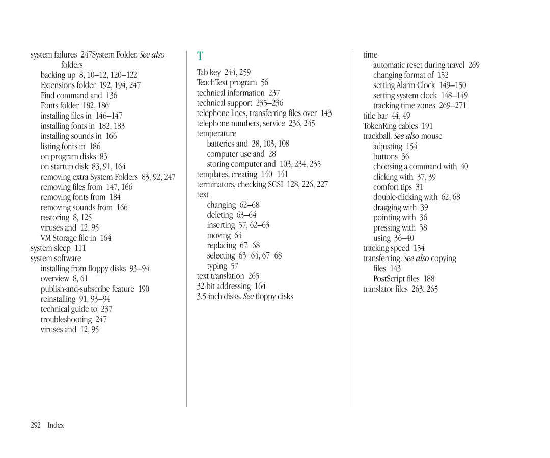 Apple 145B manual System failures 247System Folder. See also folders, On program disks On startup disk 83, 91 