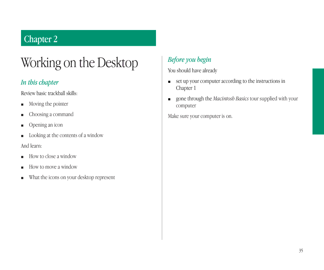 Apple 145B manual Working on the Desktop 