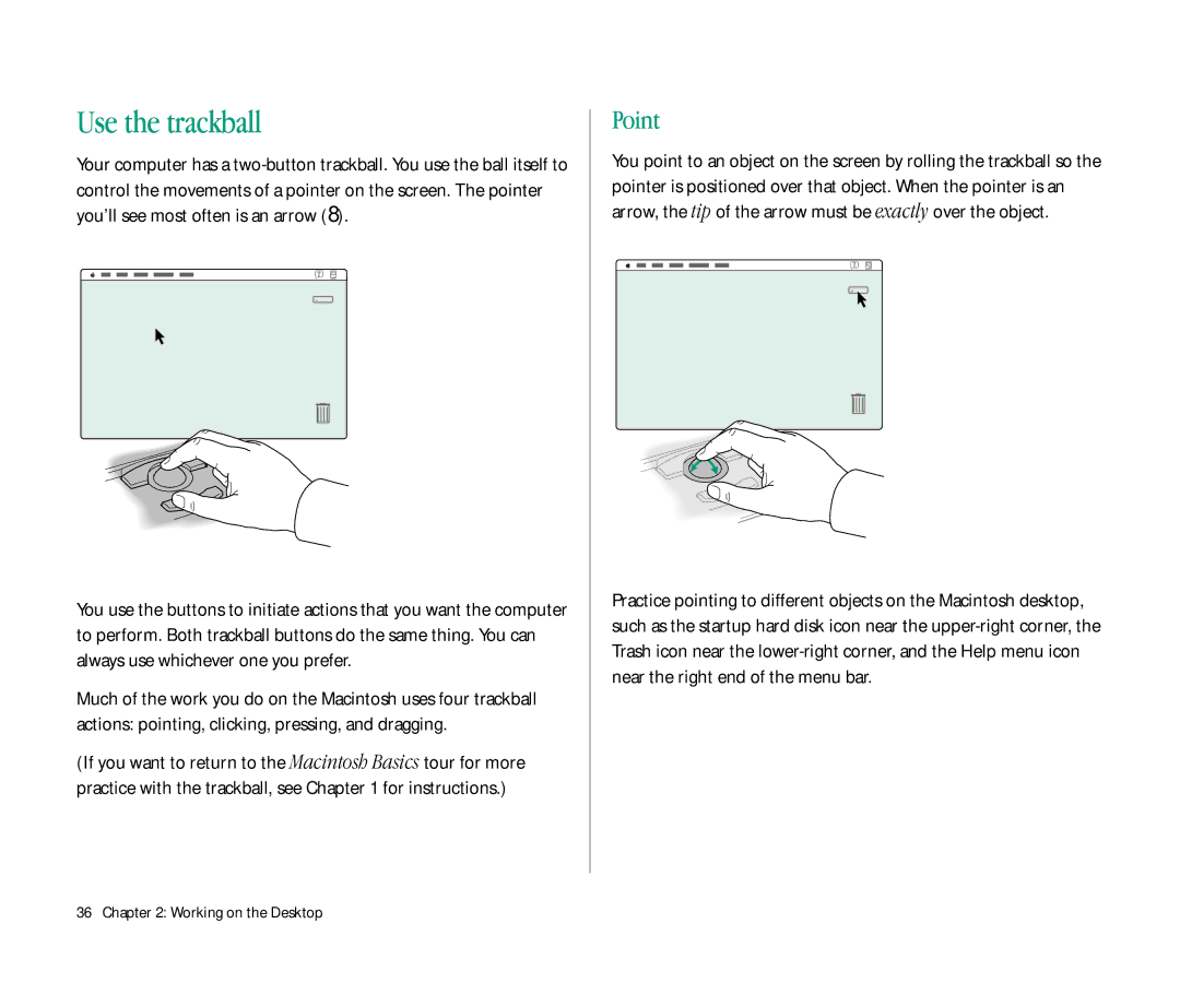 Apple 145B manual Use the trackball, Point 