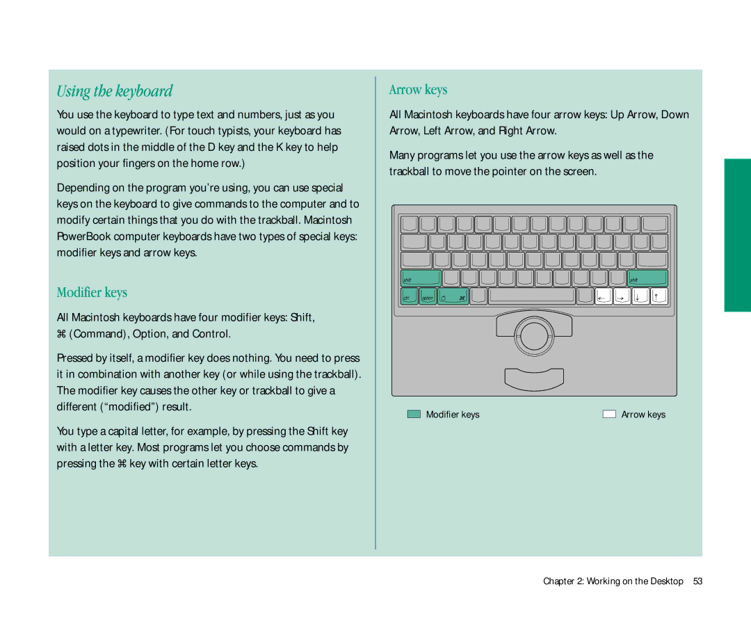 Apple 145B manual Modifier keys, Arrow keys 