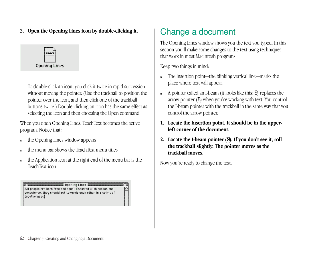 Apple 145B manual Change a document, Now you’re ready to change the text 