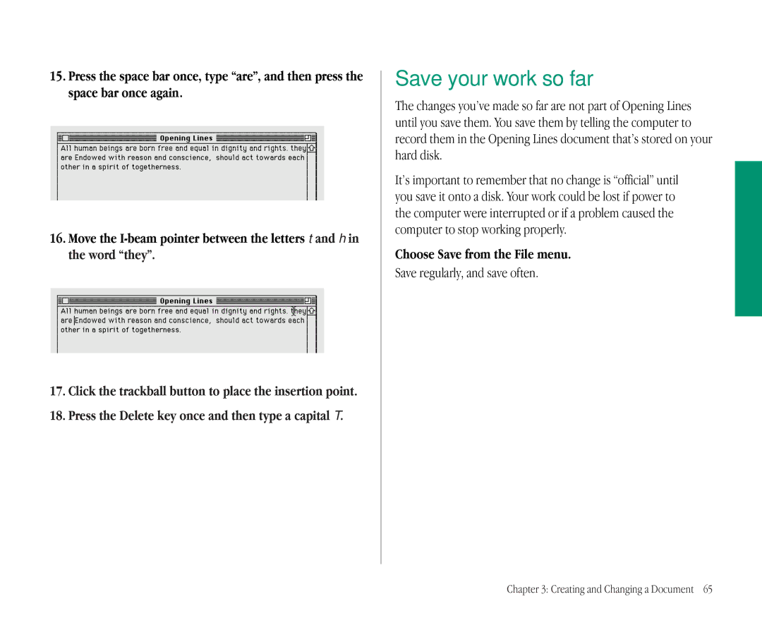 Apple 145B manual Save your work so far, Save regularly, and save often 