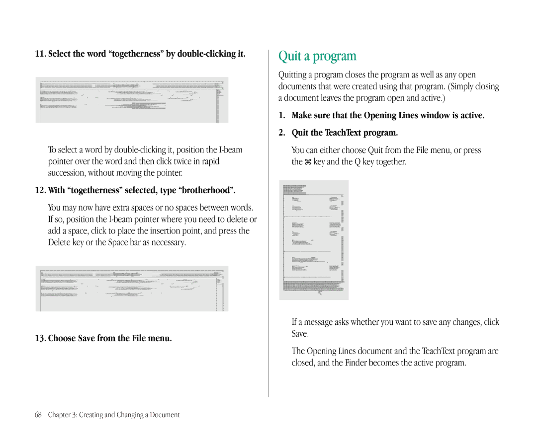 Apple 145B manual Quit a program, With togetherness selected, type brotherhood 