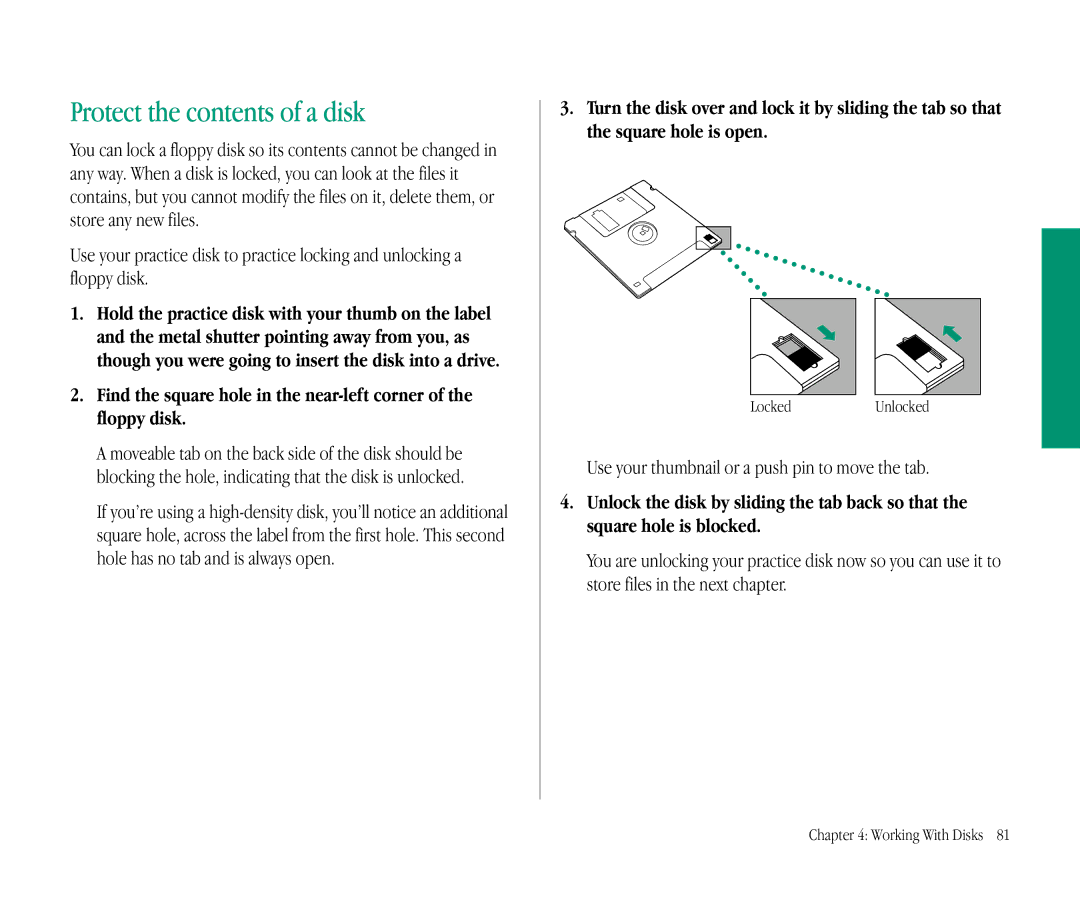 Apple 145B manual Protect the contents of a disk 