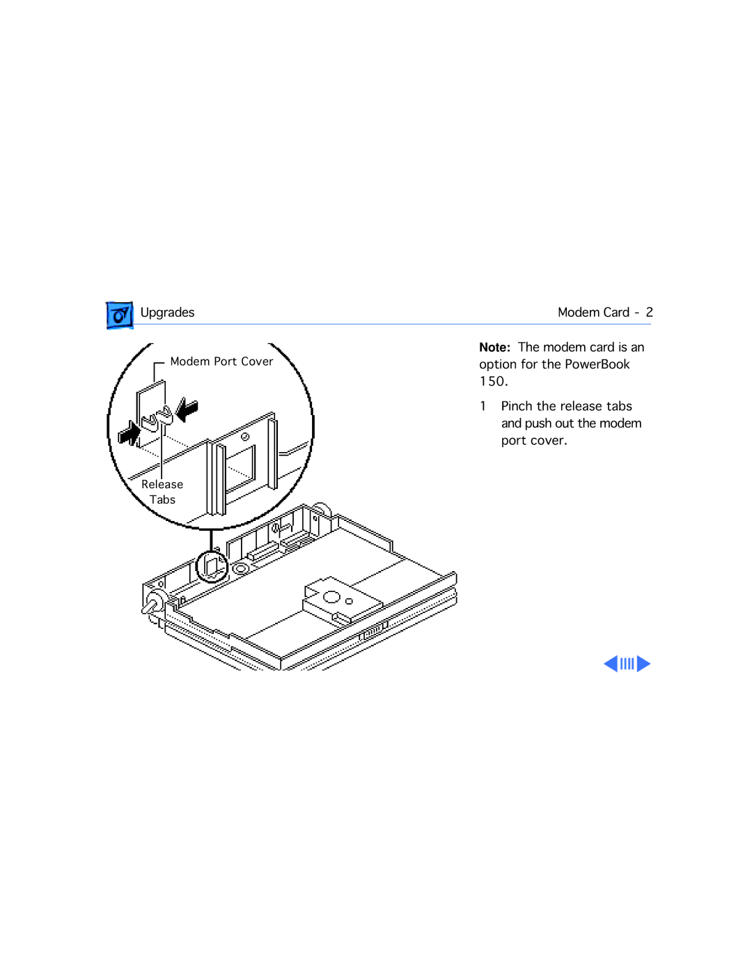 Apple 150 manual Upgrades Modem Card 