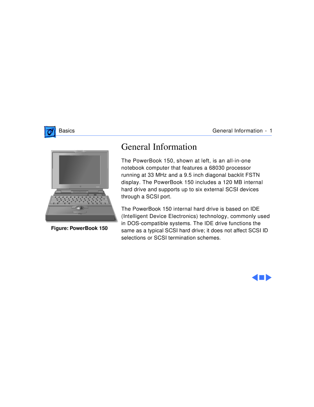 Apple 150 manual General Information, Figure PowerBook 