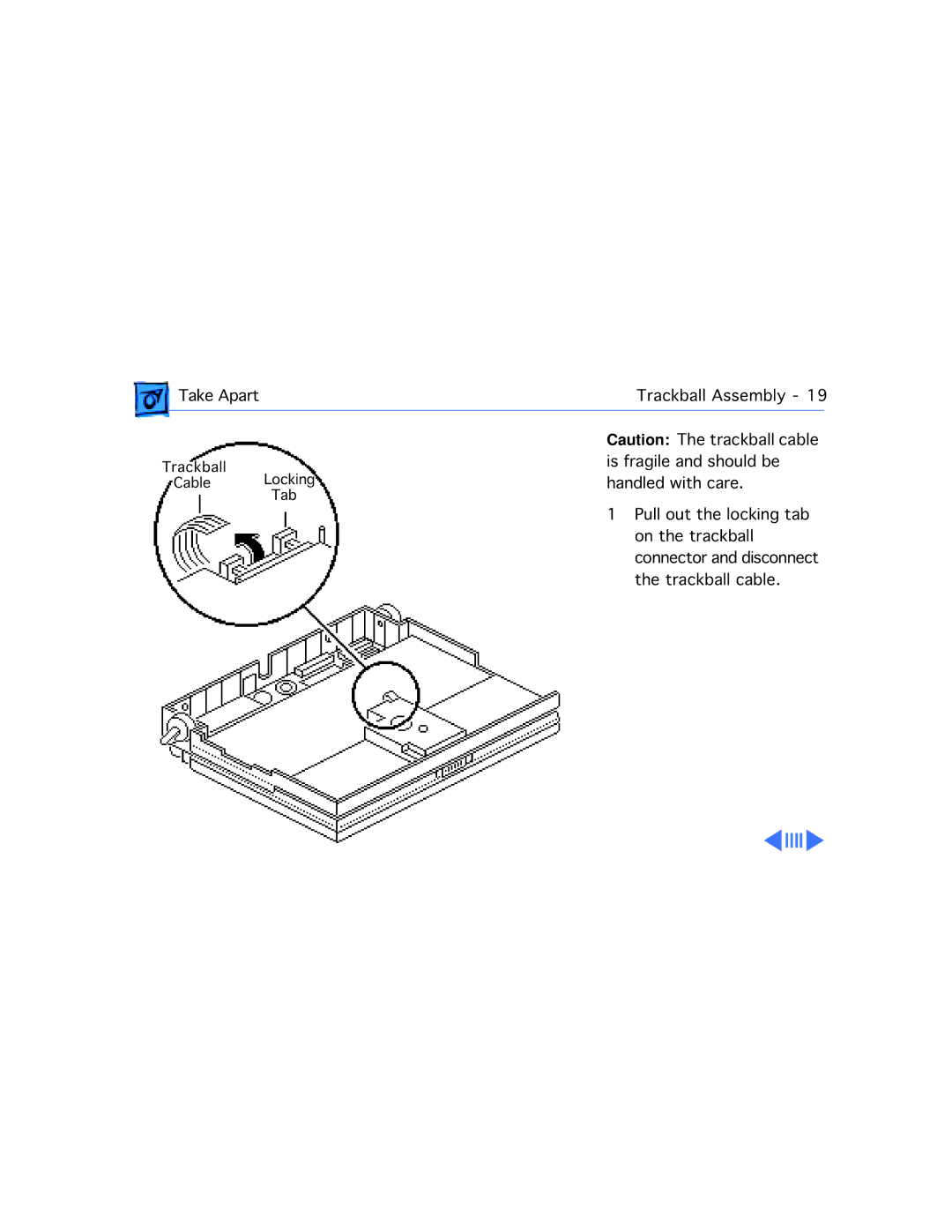 Apple 150 manual Trackball Locking Cable Tab 