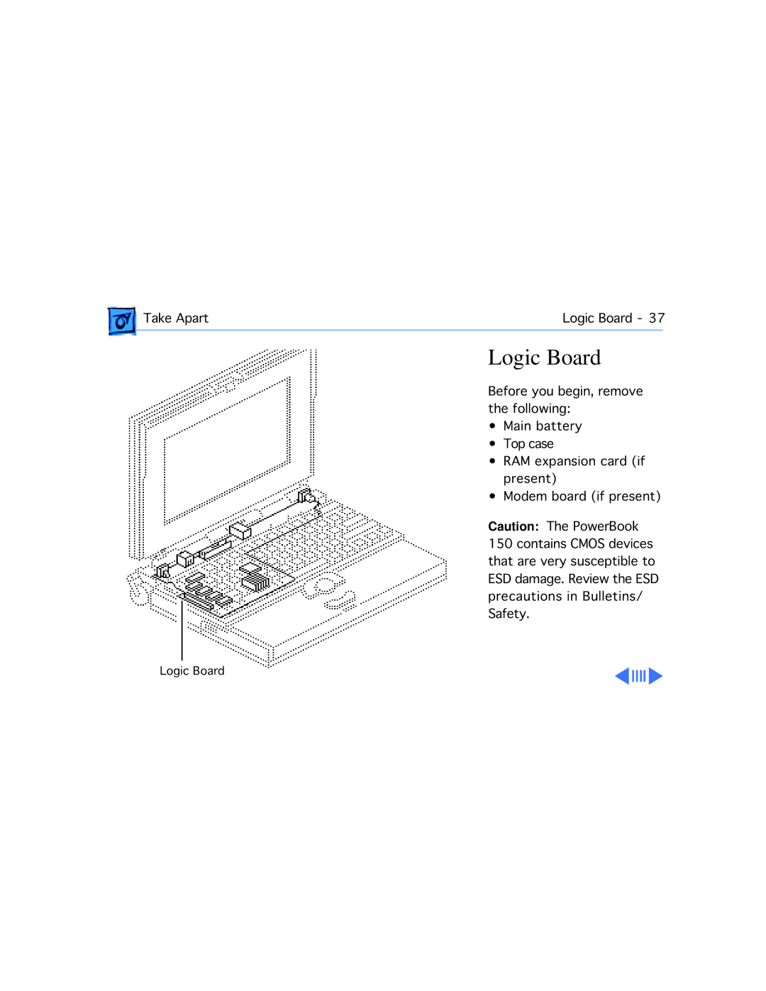 Apple 150 manual Logic Board 