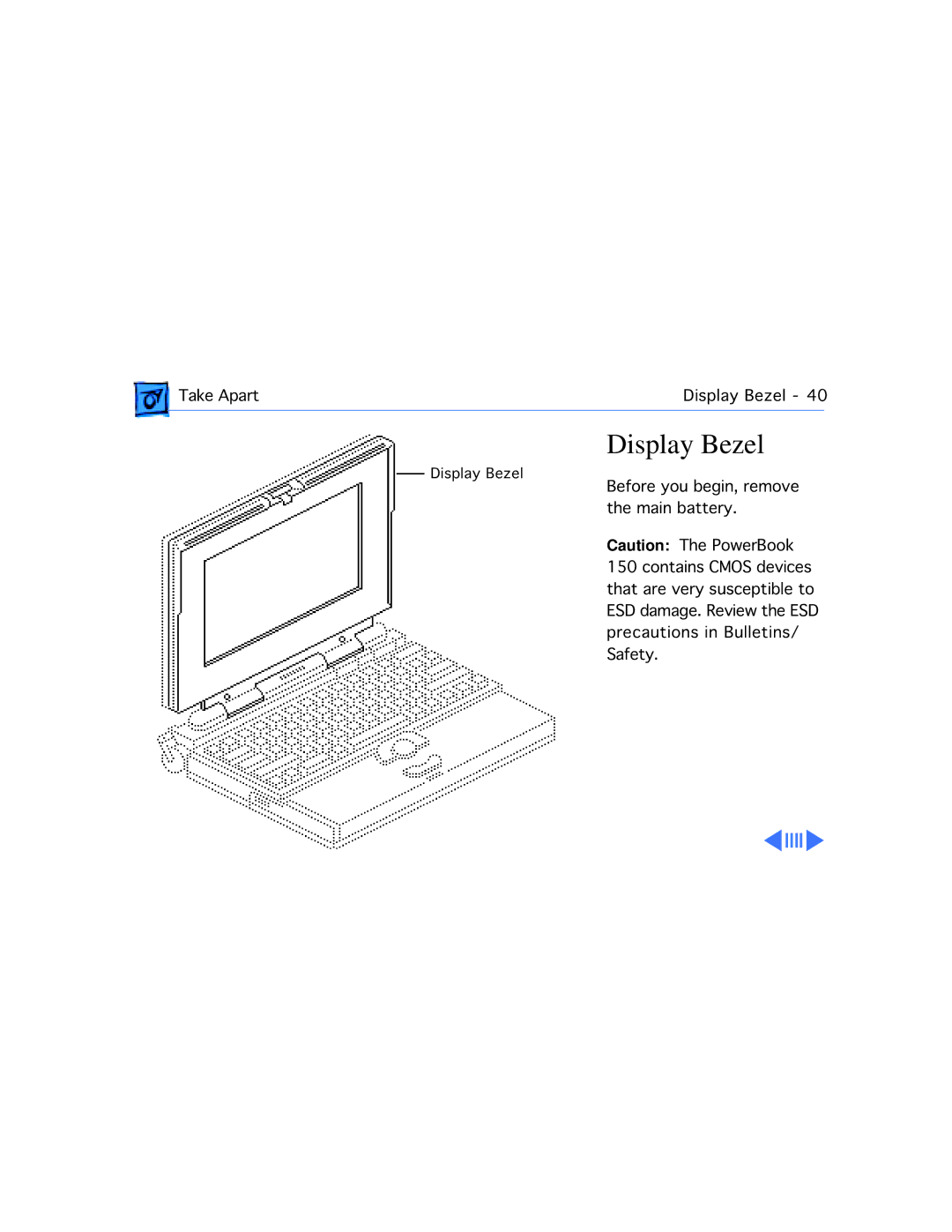 Apple 150 manual Display Bezel 