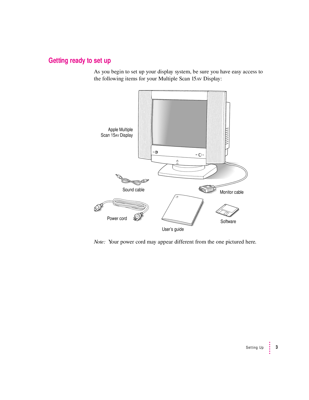 Apple 15AV manual Getting ready to set up 