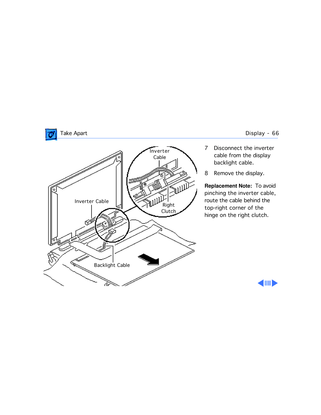 Apple 165, 160 manual Disconnect the inverter Cable from the display 