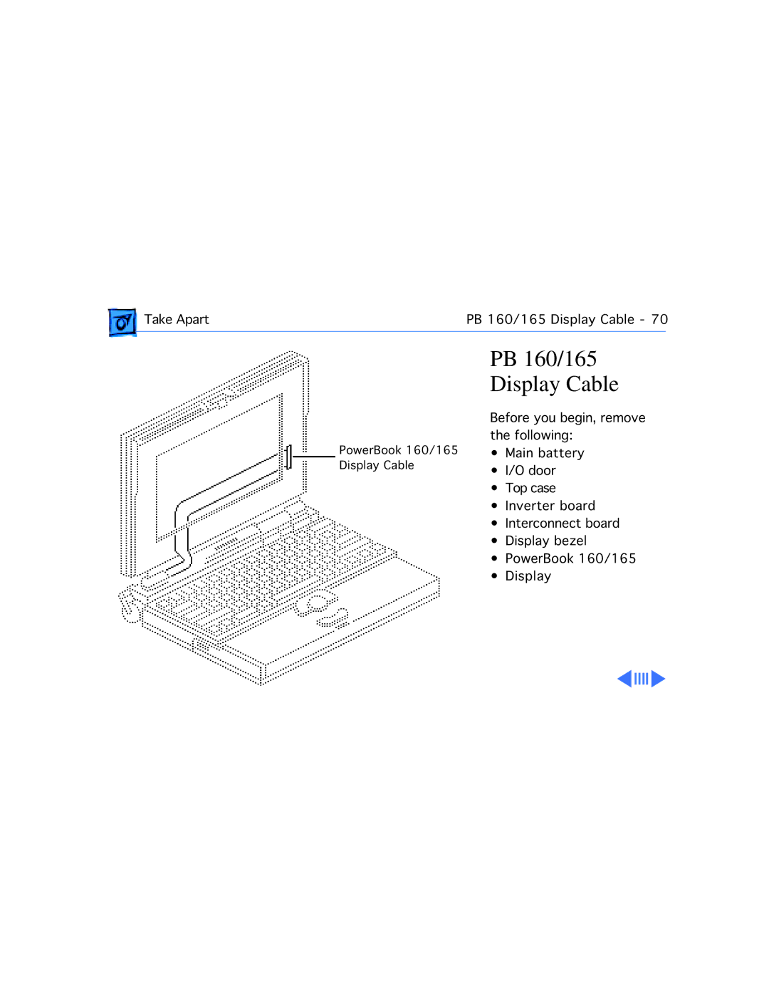 Apple manual PB 160/165 Display Cable 