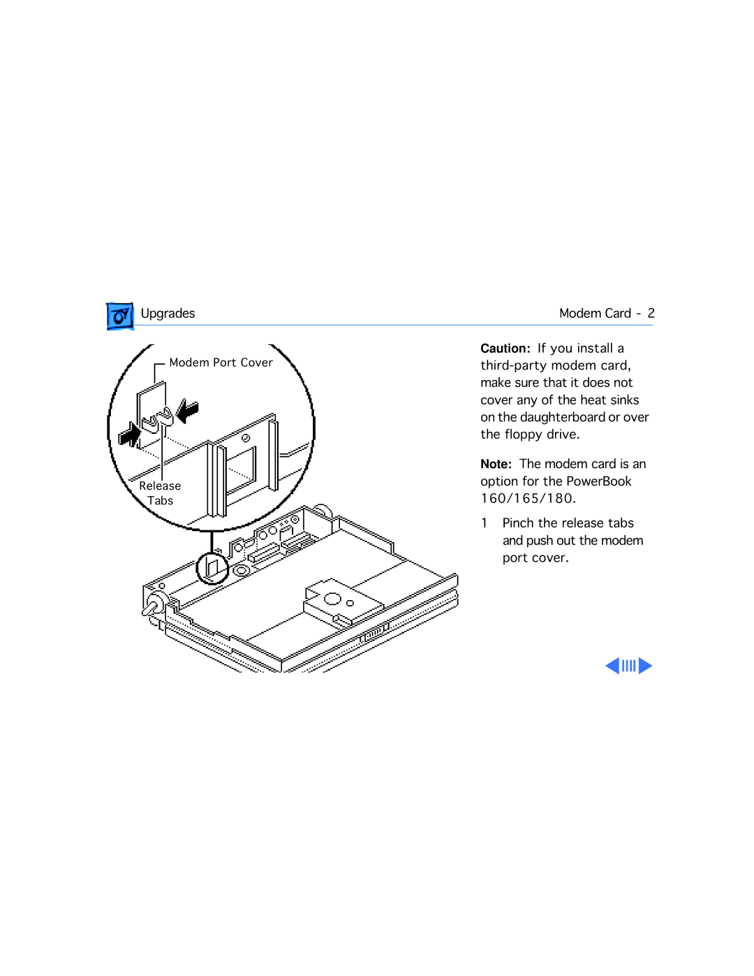 Apple 165, 160 manual Upgrades Modem Card 