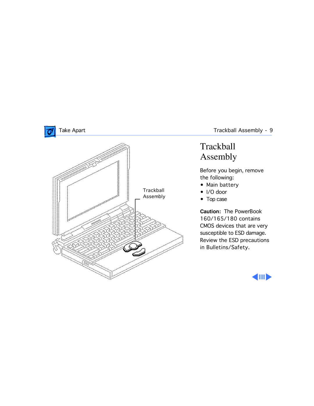 Apple 160, 165 manual Trackball Assembly 