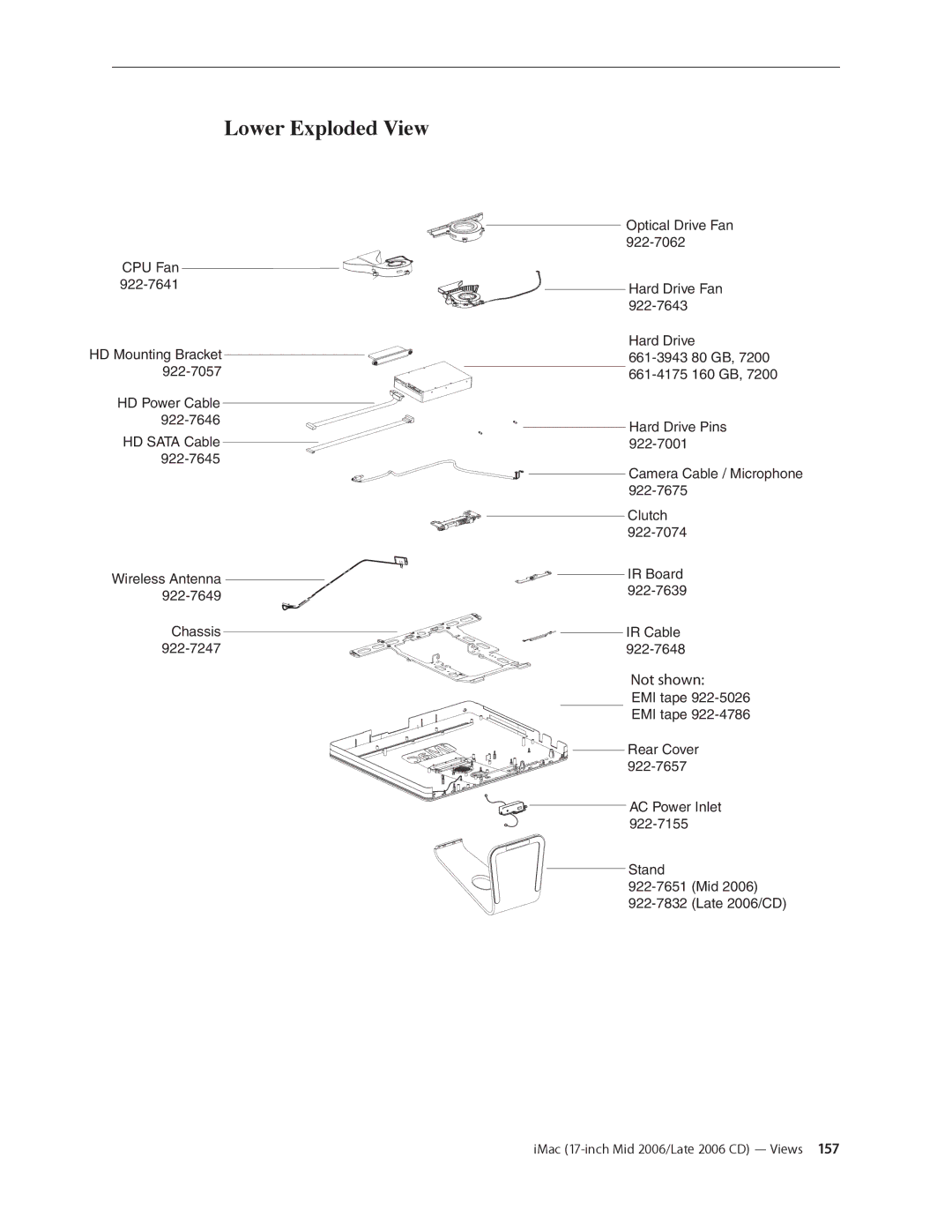 Apple 17-INCH LATE 2006 CD, 17-INCH MID 2006 manual Lower Exploded View, Not shown 