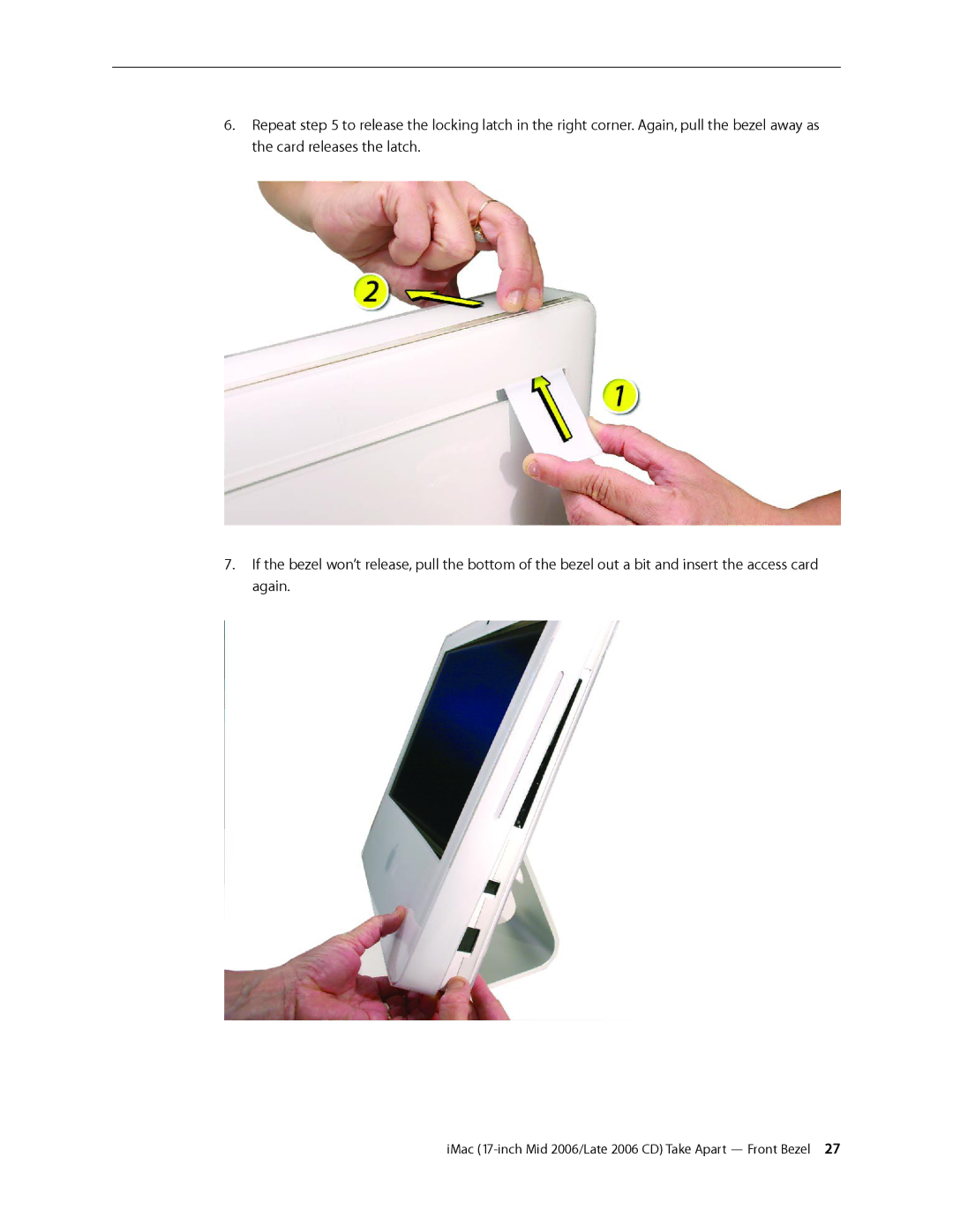 Apple 17-INCH LATE 2006 CD, 17-INCH MID 2006 manual IMac 17-inch Mid 2006/Late 2006 CD Take Apart Front Bezel  
