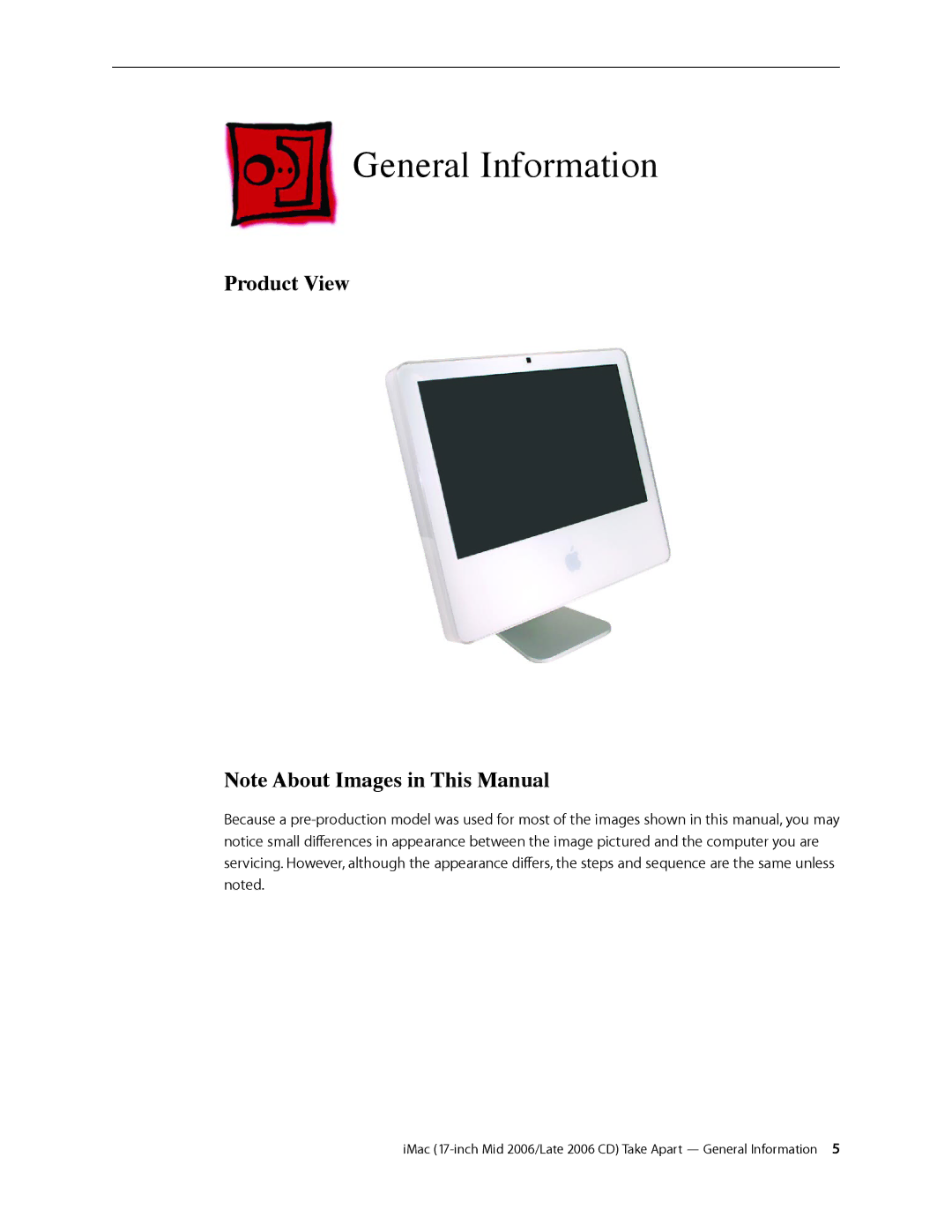 Apple 17-INCH LATE 2006 CD, 17-INCH MID 2006 manual General Information, Product View 