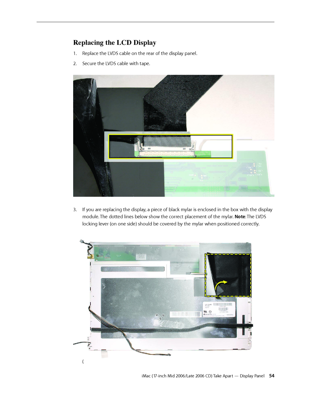 Apple 17-INCH MID 2006, 17-INCH LATE 2006 CD manual Replacing the LCD Display 