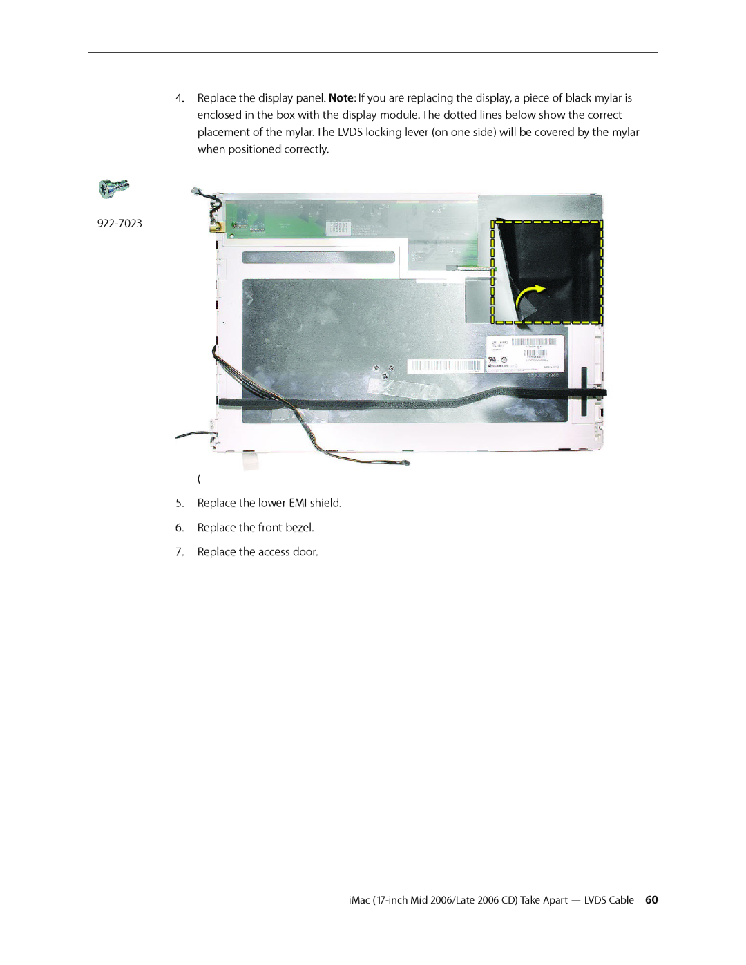 Apple 17-INCH MID 2006, 17-INCH LATE 2006 CD manual IMac 17-inch Mid 2006/Late 2006 CD Take Apart Lvds Cable  