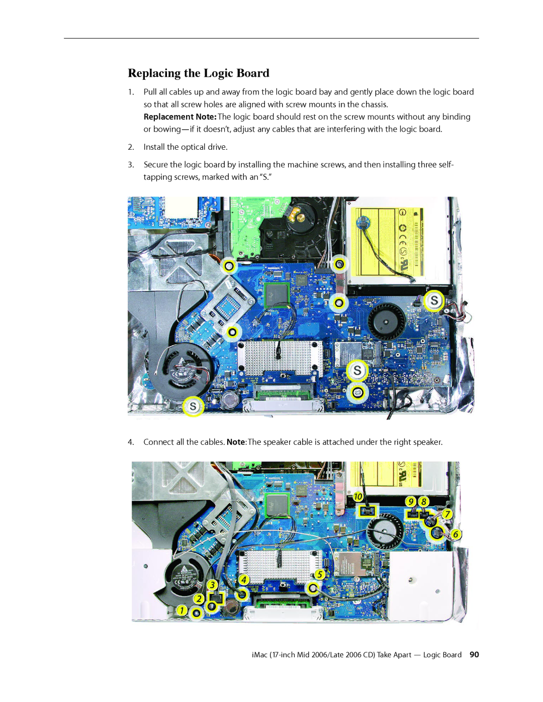 Apple 17-INCH MID 2006, 17-INCH LATE 2006 CD manual Replacing the Logic Board 