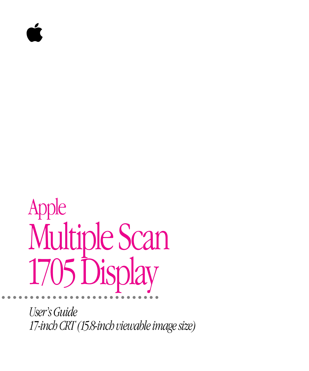 Apple 1705 Display manual MultipleScan 1705Display 