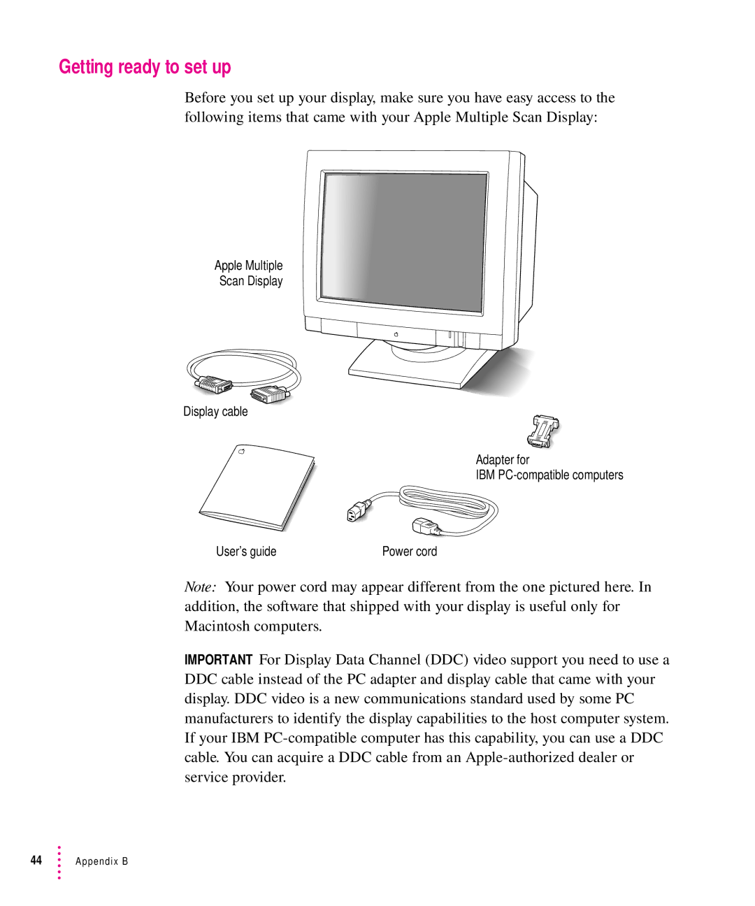 Apple 1705 Display manual Power cord 