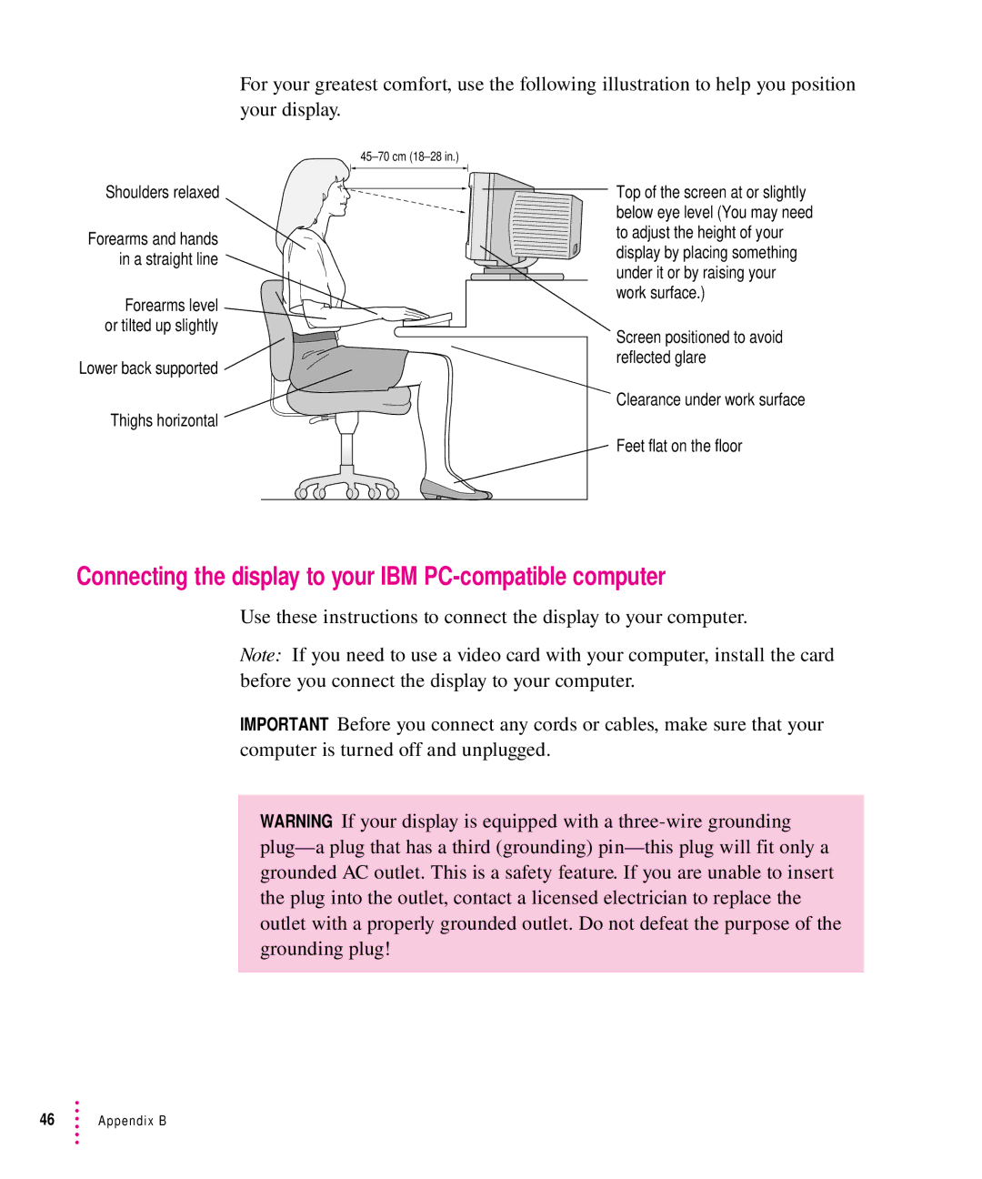 Apple 1705 Display manual Connecting the display to your IBM PC-compatible computer 