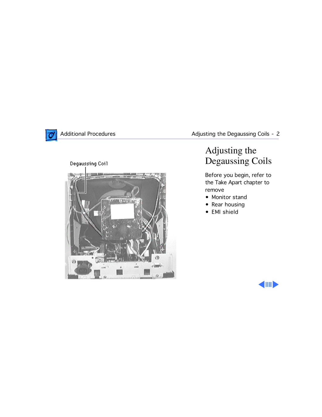 Apple 1705 manual Adjusting Degaussing Coils 