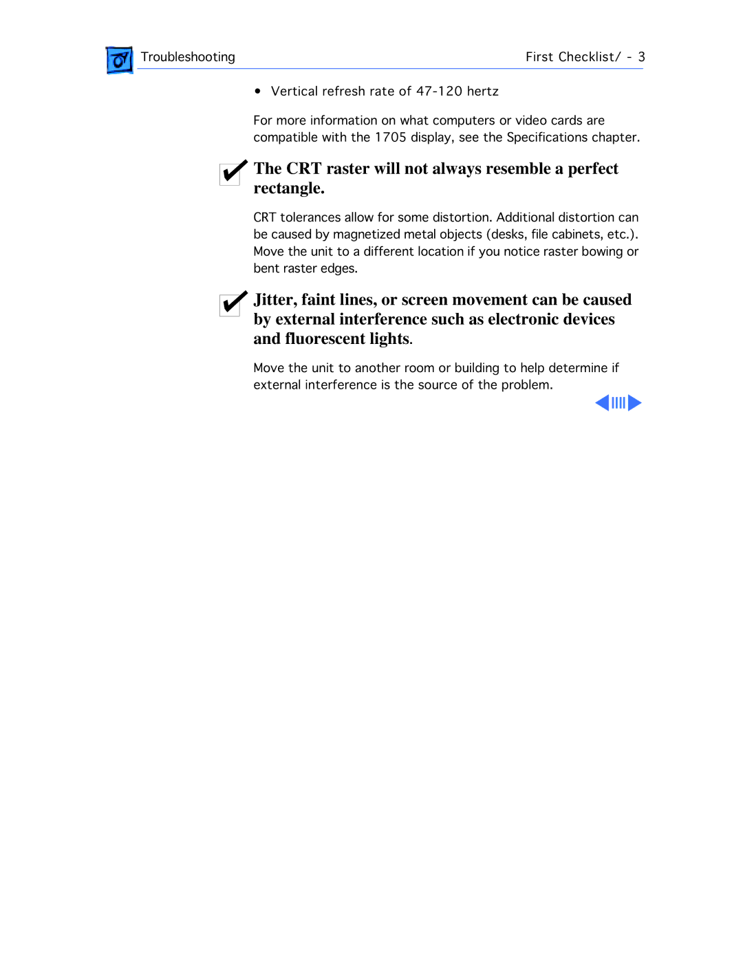 Apple 1705 manual CRT raster will not always resemble a perfect rectangle 